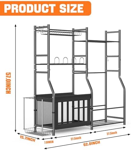 TORACK Golf Bags Stand with Ball Storage, Large Capacity Garage Sports Equipment Organizer - Image 3