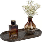 YKAJO Dark Emperador Oval Marble Tray, 11.8x5.9 Vanity Perfume Organizer by YKAJO
