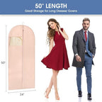 Garment Bags for Hanging Clothes, 50" Long Dress Bags for Closet Storage, Pink Garment Covers with Clear Window for Suits, Coats, Jackets (2 Pack) - Image 6