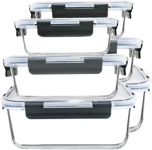 M MCIRCO 6 Pack Extra Large Glass Food Storage Containers with Lids by MMCIRCO