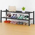 Smiry Bamboo Shoe Rack, 16 Vertical Slats, 2 Tier - 33.7" Wide, Black by Smiry