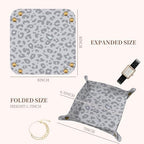 PU Leather Jewelry Valet Tray, Portable Catchall Tray for Keys, Wallet, Watch,Travel Jewelry Tray Organizer for Nightstand Desk Entryway Home Decor Gift for Women Men Grey Leopard Print - Image 5