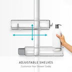 simplehuman X-Large Adjustable Hanging Shower Caddy, Handheld Showerhead Compatible, Family-Size Bathroom Organizer with 12-Inch Extended Neck, Adjustable Shelves, Rust-Proof Stainless Steel - Image 4