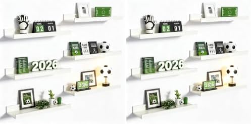 upsimples Floating Shelves for Wall, Wall Shelves for Decor Storage Set of 6, Wall Mounted Wood Shelf for Bedroom, Living Room, Bathroom, Kitchen, Picture Ledge Shelf, White (Pack of 2) by upsimples