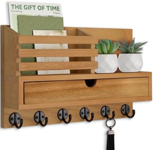 Key Holder Wall Mount, Mail Holder with Storage Drawer by Lucundm