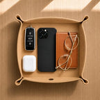 Premium Leather Valet Tray for Men, Large EDC Organizer with Charging Slot, Square Nightstand & Desk Tray for Keys, Wallet, Watch, Phone & Everyday Essentials - Image 6