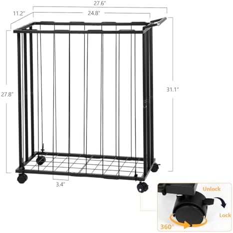 Columnar Vertical Ball Storage Racks with Wheels-New Durable Rolling Basketball Holder Wall Mount for Soccer, Volleyball, Space-Saving Garage Sports Ball Rack Organizer for Home,Gym & Outdoors - Image 2