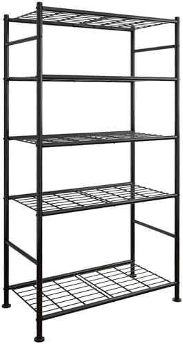 Sakugi Storage Shelves - 5 Tier Shelf Organizer, Heavy Duty Garage Shelving Unit with Leveling Feet, Stable Metal Shelves Organizer for Pantry, Kitchen and Closet, 33.0" W x 12.6" D x 72.0" H, Black by Sakugi