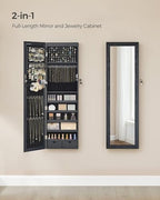 SONGMICS 6 LEDs Mirror Jewelry Cabinet, 47.2-Inch Tall, Lockable - Image 3