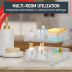 Masirs 2-Tier Clear Pull-Out Drawer Organizer - Sleek, Compact & Sturdy Makeup and Closet Organizer - Easy Assembly Kitchen Storage Solution, Ideal for Makeup, Tools, Medicines & Snacks - Image 4