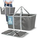 CleverMade Collapsible Fabric Laundry Baskets - Foldable Pop Up Storage Container Organizer Bags - Large Rectangular Space Saving Clothes Hamper Tote with Carry Handles, Pack of 2, Charcoal by CleverMade
