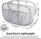 2 Pack Collapsible Laundry Baskets, Upgrade Pop Up Laundry Hamper with Convenient Bags, Foldable Laundry Basket Mesh Light Weight, Easy to Carry Clothes Hampers for Laundry, Dorm, Toys, Travel Grey - Image 3