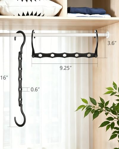 AMKUFO Hangers-Space-Saving 8 Pack Space-Saver, College-Dorm-Room-Essentials for Guys Girls, Smart Hangers for Bedroom Apartment Essentials, Black Plastic Magic Hangers House Organization Must Haves - Image 2