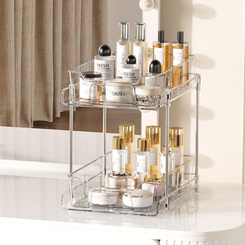 Vtopmart 4 Pack Pull Out Bathroom Under Sink Organizer with Dividers (S-Divided) - Image 6