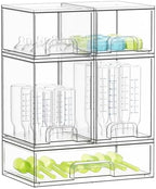 SpaceAid Bottle Storage Organizer Baby - Acrylic Bottles Station Organizer Container, Stackable Clear Drawers for Countertop, Vanity, Bathroom, Cabinet, Pantry Organization, 5 Pack, 2S2M1L, 15.4"H by SpaceAid