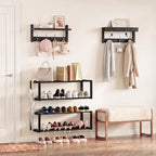 4 Pack Wall Coat Rack with Shoe Rack, 2-in-1 Coat and Shoe Rack Entryway - Image 2