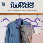 Zober Purple Velvet Hangers 50 Pack, Slim Non Slip Clothes Hangers | Slim velvet hangers with pants bar, felt hangers, flocked hangers, non slip hangers, coat hangers for suits, shirt hangers - Image 6