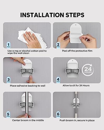 Plastic Broom Holder Wall Mount, White, 4 Count - Image 3