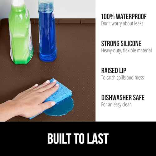 GORILLA GRIP Waterproof Silicone Under Sink Mat, Stay in Place 19x34 Coffee - Image 2