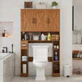 Vabches Over The Toilet Storage Cabinet with 3 Barn Doors.Light Walnut by Vabches