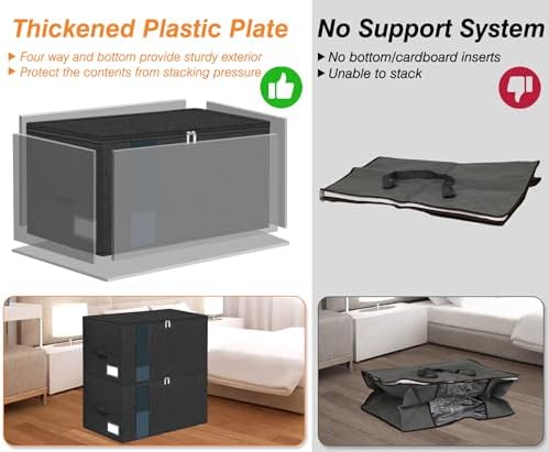 60L Rigid-Sided Blanket Storage Bags, 2 Pack, Black - Image 3