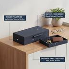 Dark Gray Woven PU Leather Catchall Tray for Desk, Vanity, and Entryway Organization - Image 4