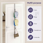 SWTYMIKI Over Door Hat Rack - Hat Organizer with 4 Hooks Design, Hanging Baseball Cap Organizer Storage Holds Up to 20 Caps for Door, Bedroom, Closet (Black) - Image 3
