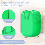 HOUSE AGAIN Upgraded Polyester Pop Up Laundry Hamper, Collapsible Laundry Baskets with Durable Handles Solid Bottom High Steel Frame and Side Pocket, Easy Open & Save space,Perfect for Storage(Green) - Image 6