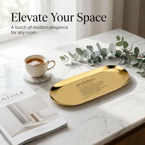 Pawpy Mate Catchall Tray Set of 2, Stainless Steel Oval Gold Decorative Tray, 7x3 Inch, Rust Resistant Stackable Vanity Tray, Modern Polished Finish for Bathroom, Nightstand, and Entryway - Image 5