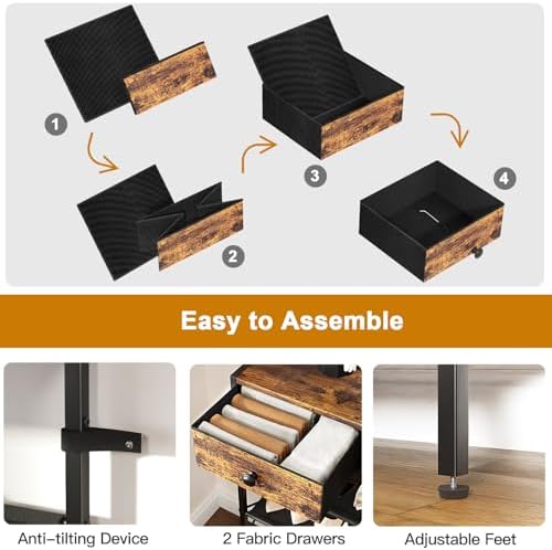 5 Tier Shoe Rack with 2 Drawers, Rustic Brown - Image 5