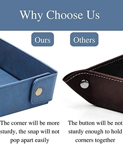 CASIRENA Faux Leather Valet Tray Organizer for Men - Catch-All Tray for Entryway Table Key, Wallet, Watch, Coin Change, Phone, Dresser EDC Dump Jewelry, Bedside Nightstand Desk-top - Image 3