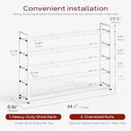 Bumusty 5 Tier Long Expandable Shoe Rack for Closet, White - Image 3