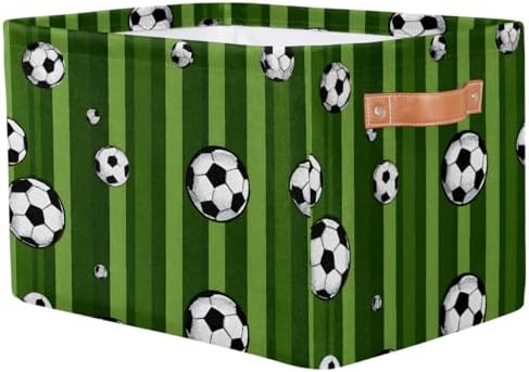 Football Green Storage Basket Toy Storage Bins Collapsible Cube Organizer - Image 2