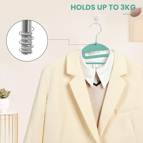 Heavy Duty Plastic Hangers 50 Pack with Non-Slip Design,0.2 Inches Thick,360°Swivel Hook Space Saving Organizer for Bedroom Closet,Shirts,Pants,Strong Enough for Coat(Dusty Blue- S Shaped) - Image 6