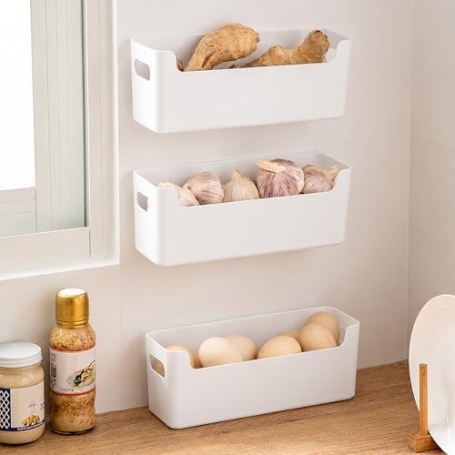 3 Pcs Kitchen Cabinet Door Organizer, Adhesive Mount Inside Cabinet Door Storage, Under Sink Storage Shelf for Kitchen,Bathroom,Office (White) - Image 3