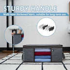 VENO 3 Pack Medium Clothes Storage Bag with Reinforced Handle 9.5 Gallon | Thick Container Bins Organizer for Blankets, Comforters, Bedding, Foldable w/ Sturdy Zipper, Clear Window, Grey(9.5 Gallon) - Image 2