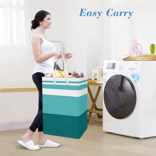 BlissTotes 3-Pack Laundry Basket, Collapsible Laundry Hamper, Green, 88L - Image 5