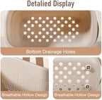 Portable Shower Caddy Basket with Handles Plastic Storage Basket Beige - Image 3