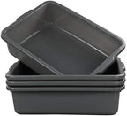 4-Pack Bus Tubs, Commercial Tote Box, Plastic Bus Box (13 L), Grey by Eagrye