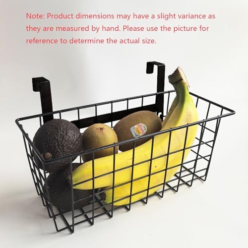 MaraFansie Basket with Hook, Grid Storage Basket, Over the Cabinet Door Organizer, Wire Hanging Basket with Hook Over the Railing, Under Sink Kitchen Cabinet, Pantry, Bathroom, Black, 2 Pack - Image 7