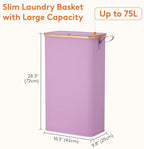 Lifewit 75L Slim Laundry Hamper with Lid and Removable Bag, Purple - Image 3