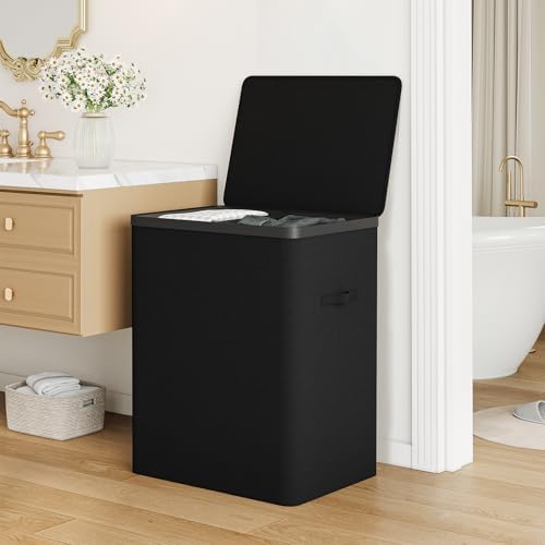 Double Laundry Hamper with Lid, 150L Large Laundry Basket 2 Compartments - Image 7
