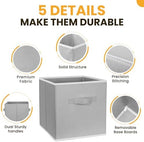Criusia Large Storage Cubes, 13 Inch Cube Storage Bins for Shelves Closet Nursery Bedroom - 10 Pack Collapsible Storage Baskets with Handles - Fabric Bins for Organizing Magazines Clothes Toys (Grey) - Image 6