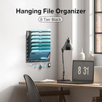 8-Tier Wall File Organizer and Mail Organizer with 5 Hooks, Black - Image 5
