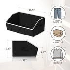 Homsorout Storage Baskets for Shelves - Trapezoid Cube Storage Organizer Bins, Decorative Storage Baskets with Handles, Large Shelves Organizer for Home, Office, Dorm, Black, 4 Pack - Image 2