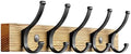 Optish Coat Rack Wall Mount, 16.5 Inches Wood Coat Hooks Wall Mount, Wall Coat Rack with 5 Hooks, Hat Rack Wall Hooks for Hanging Coat, Bag, Towel (1Pack, Natural) by Optish