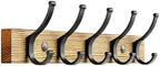 Optish Coat Rack Wall Mount, 16.5 Inches Wood Coat Hooks Wall Mount, Wall Coat Rack with 5 Hooks, Hat Rack Wall Hooks for Hanging Coat, Bag, Towel (1Pack, Natural) by Optish