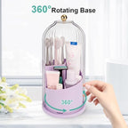 QIYVLOS Toothbrush Holders with Sliding Lid, Rotating 3 Slots Bathroom Organizer Countertop, Tooth Brush Toothpaste Holder Bathroom Counter Stand Sink Organizer for Makeup Brushes Holder (Purple) - Image 3