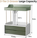 Delamu 4-Tier Makeup Organizer, Bathroom Counter Storage, 2 Drawers,Green - Image 2