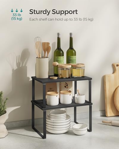 SONGMICS Cabinet Organizer Shelf, Set of 4 Spice Rack, Kitchen Storage - Image 5
